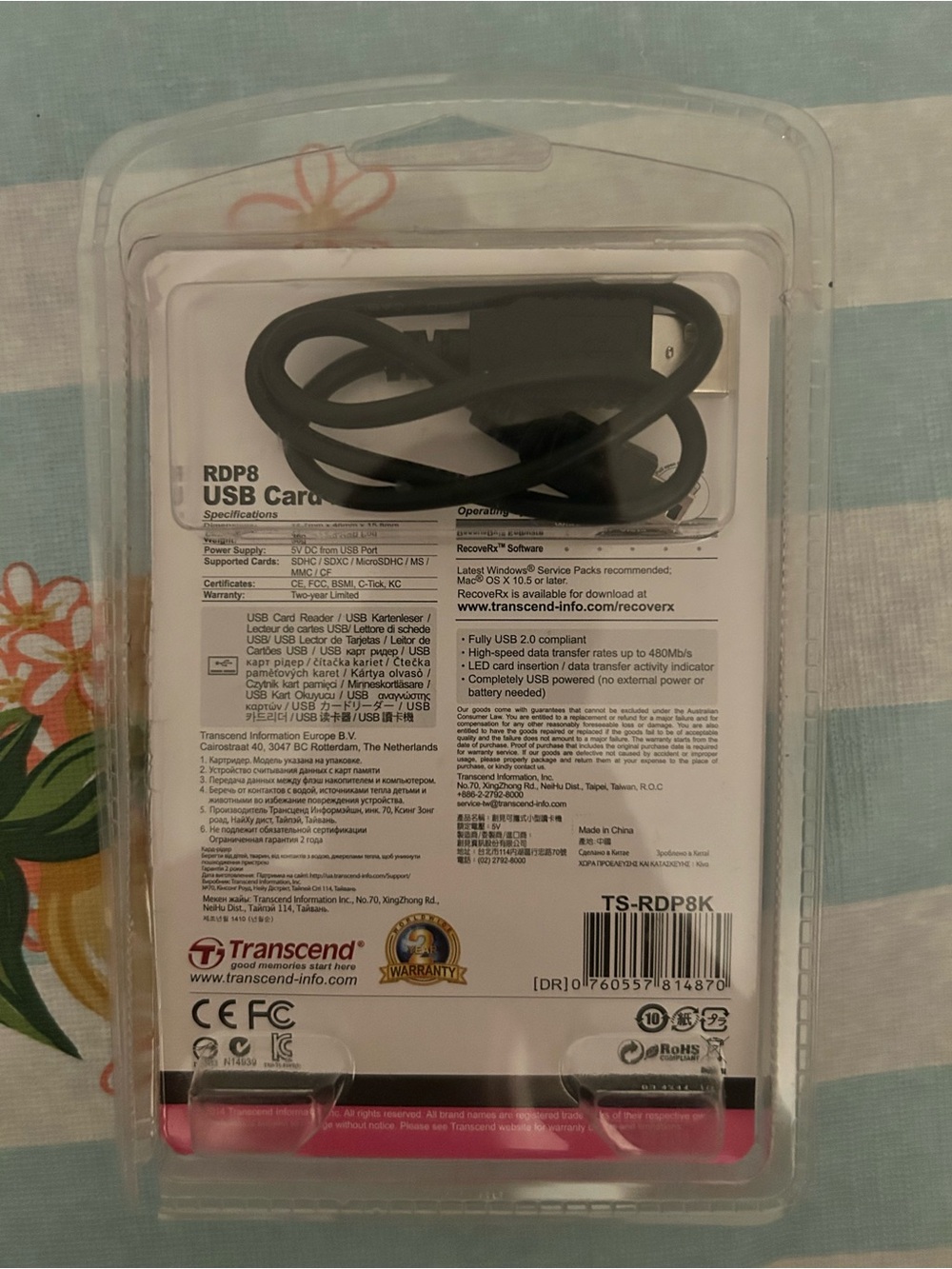 Transcend USB 2.0 Card Reader RDP8 - Picture 2 of 2